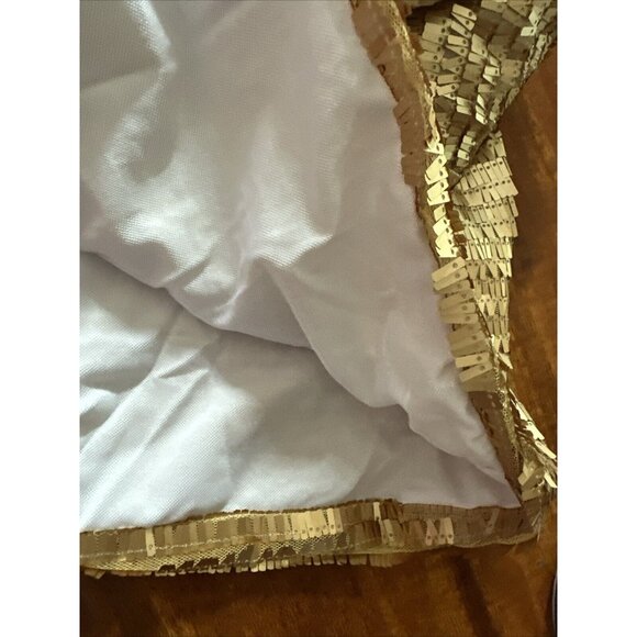 Women Sequin Mini Dress Cut Out Large Gold/Yellow V-Neck Long Sleeve Zipper Back - Picture 10 of 14